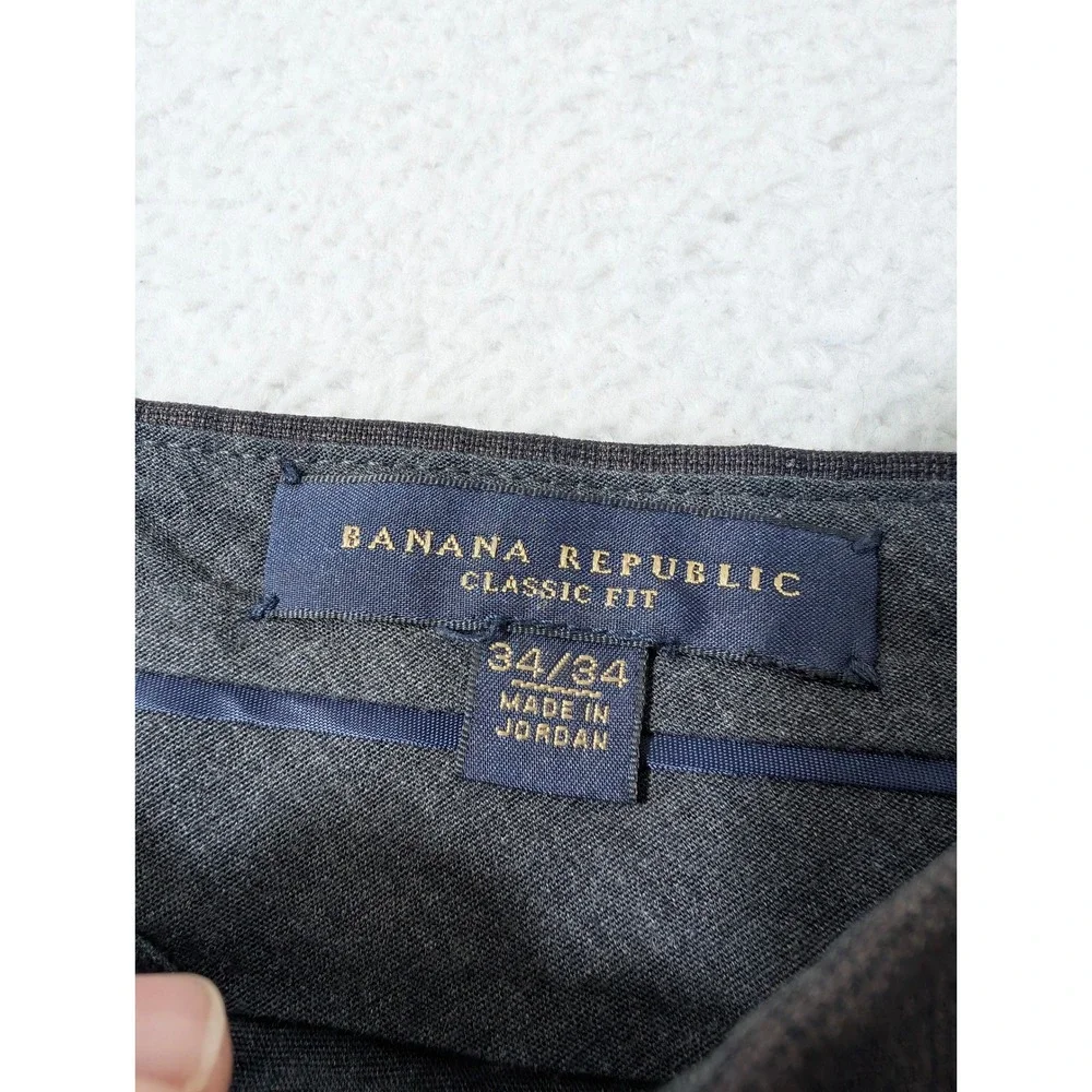 Banana Republic Mens 34x34 Classic Fit Wool stretch Brown Glen Check Dress Pants